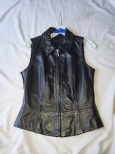 Black Wilson Leather Pelle Studio Pants Size 0  Vest Womans Size 2 Mesh Back