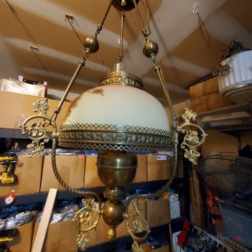 Antique Hand Painted Hanging Oil Lamp Chandelier Parlor John Scott