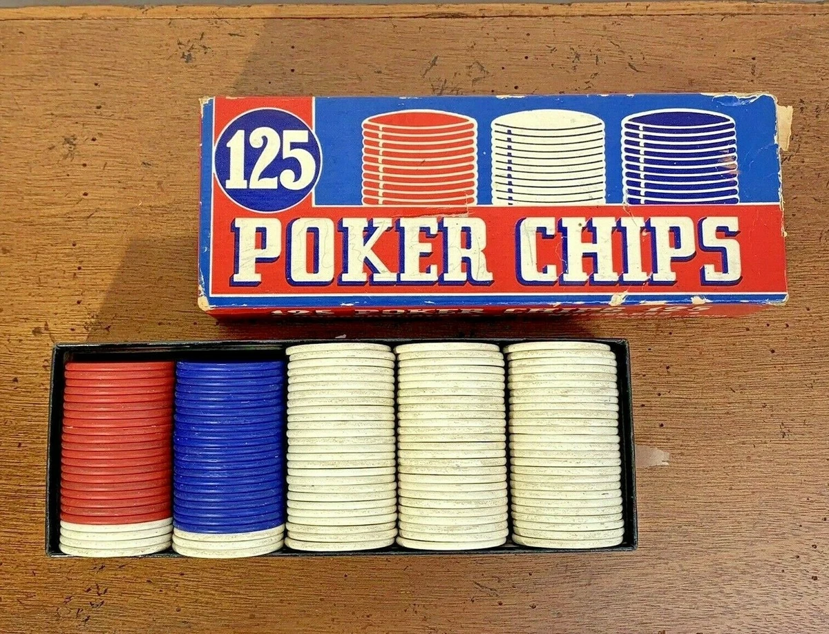 VINTAGE POKER CHIPS, X 100 Count, Diameter, Red White Blue,, 53 OFF
