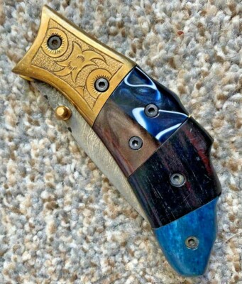Beautiful Damascus Steel Handmade Liner lock/Easy lock Knife bone handle 15