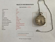 1923 Antique Elgin Open-face 7j Pocket Watch Runs great Art Deco ornate face