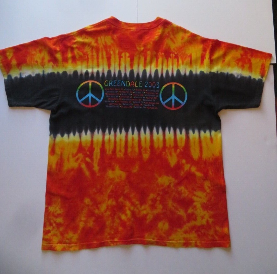 2003 NEIL YOUNG CRAZY HORSE Greendale Orange Yellow Tie Dye T