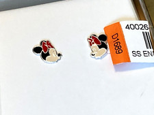 Disney Stud Earrings Kissing Minnie Mouse Sterling Silver Enamel 925 NWT Jacmel