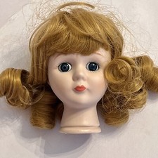 Porcelain Doll Head Parts For 14 Dolls Strawberry Blonde Wig Painted Lips