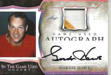 2020-21 LEAF IN THE GAME USED GORDIE HOWE AUTO/RELIC #1/1 WOW!!!