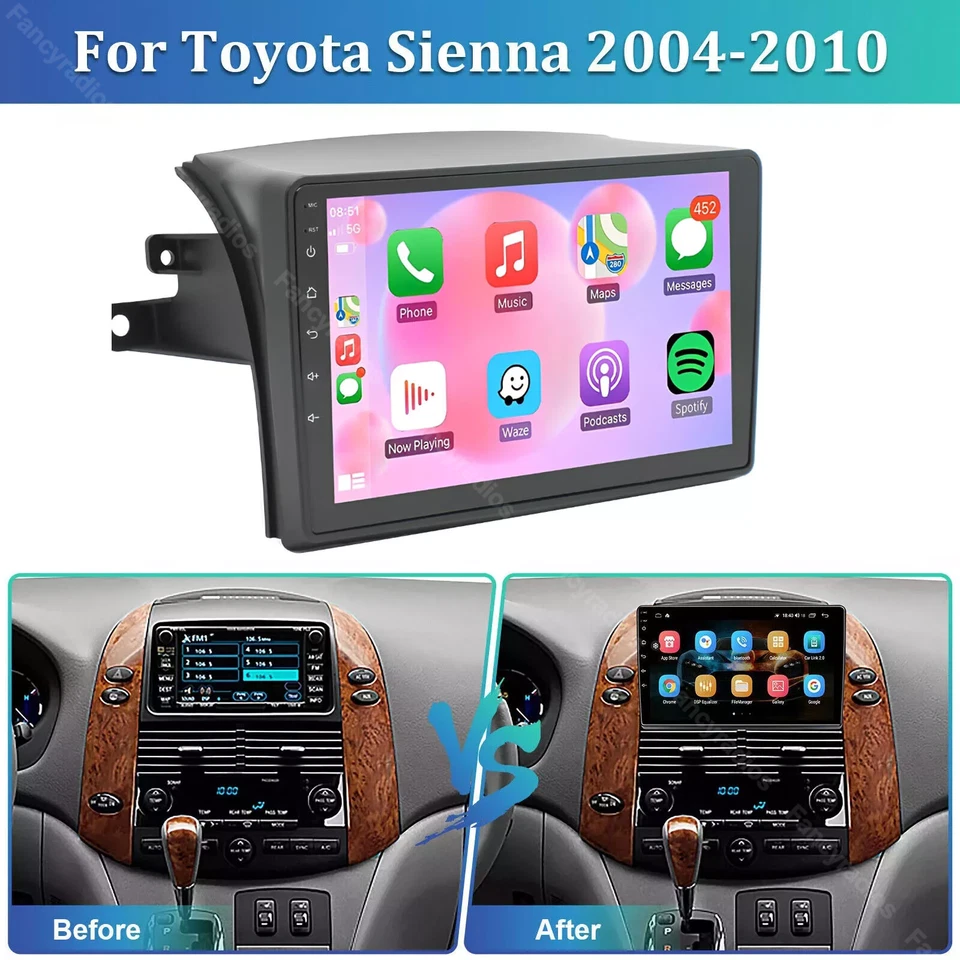 Para 2004-2010 Toyota Sienna Android 15 Apple Carplay rádio de carro estéreo GPS navegação - Imagem 2 de 4