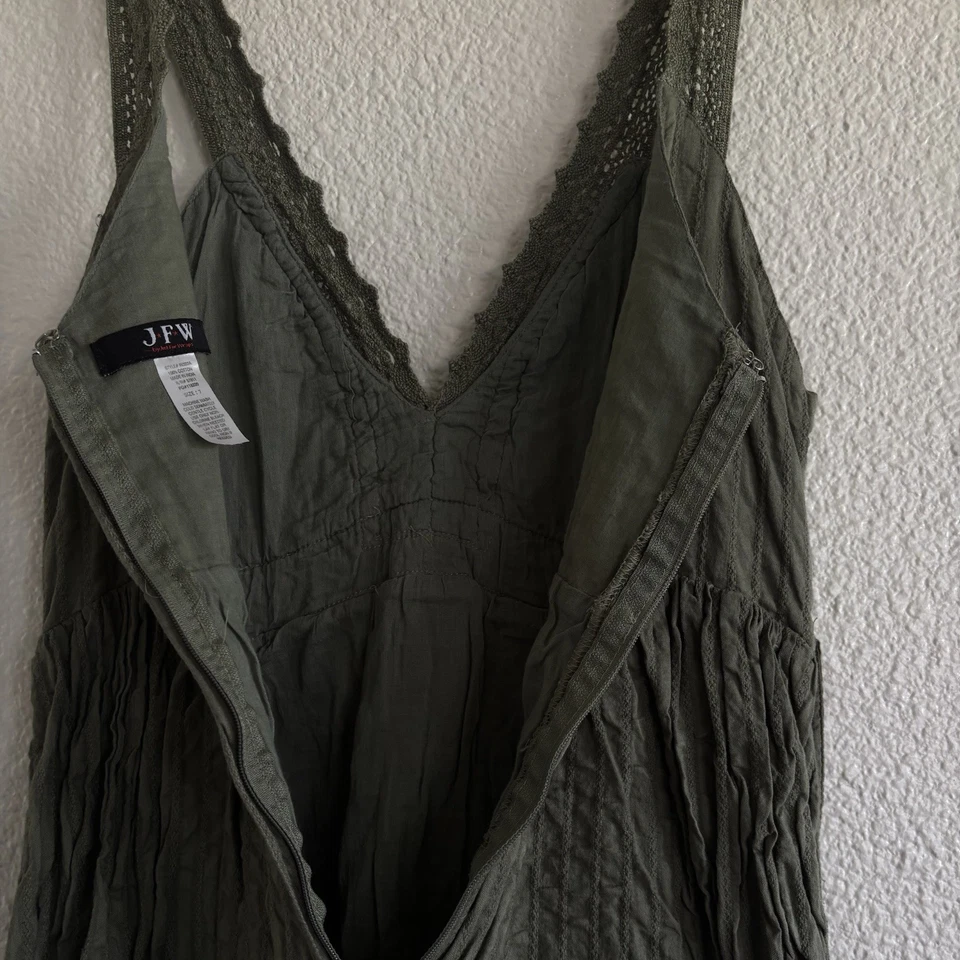 Mini Vestido para Mujer JFW Verde Oliva Talla 7, Boho 100% Algodón Cottagecore Foto 4 de 4