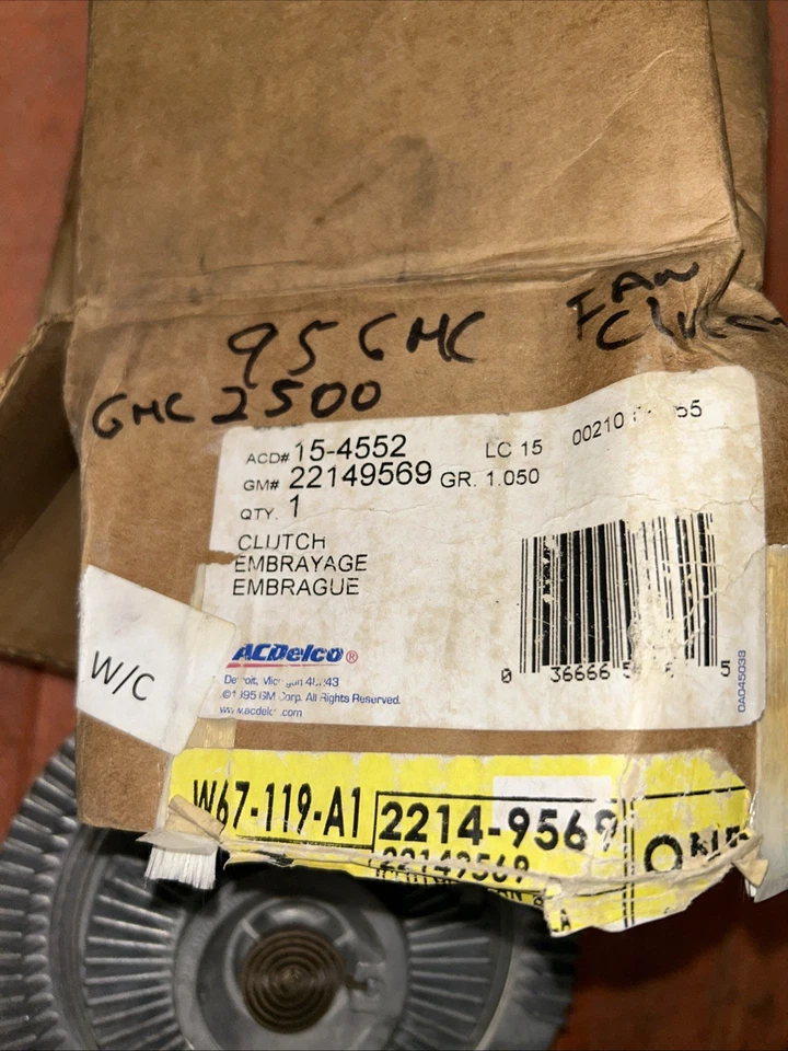 GENUINE GM 22149569 FAN CLUTCH 4.3L. 5.0L 5.7L 6.2L, 6.5L 7.4L 8.1L 1988-95 - Image 2 of 3