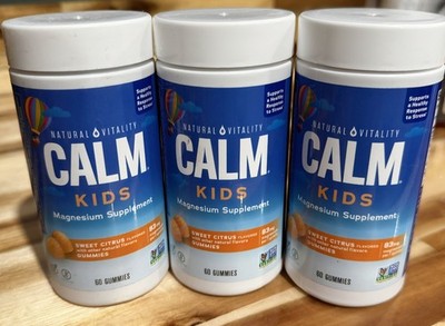 3 PACK Natural Vitality CALM Kids Gummies Citrus Kid-friendly Supplement 60 Ct