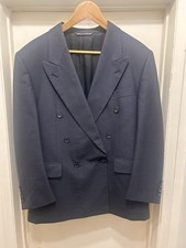 Aquascutum London Blazer Sport Coat Jacket Double Breasted Blue Wool Short VTG