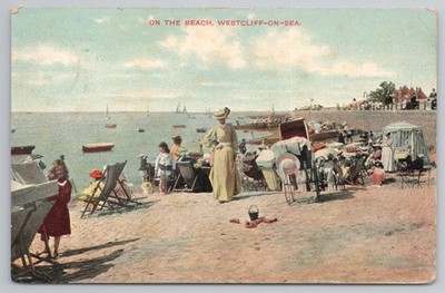 Gedruckt Westcliff am Meer Strand Essex 1907 TXC Serie animierte Topographie