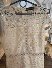 Vintage Boho Spitzenkleid Sommerkleid in elegantem Creme / Off-White.