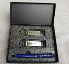 Lexus New Car Welcome Key Fob Keychain Leather And Brushed Stainless Steel Pen