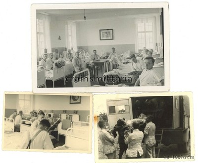 3x Orig. Foto Verwundete Sankra Sanka in Lazarett LUBLIN Polen