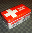 PREMIERS SECOURS ancienne boîte métal tôle vintage PHARMACIE 16 x 9 x 6 cm