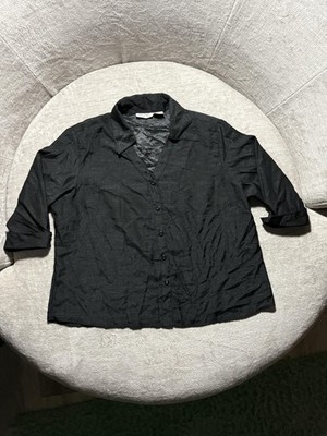 Selene Sport Shirt Womens 2XL Black Button Front Collared Lightweight Polyester