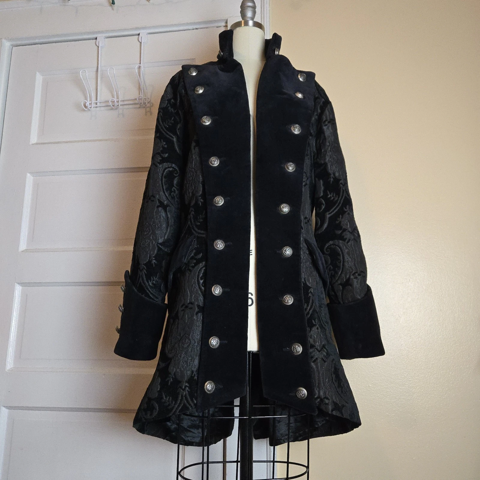 Shrine Hollywood California black brocade gothic steampunk military vampire coat image 14