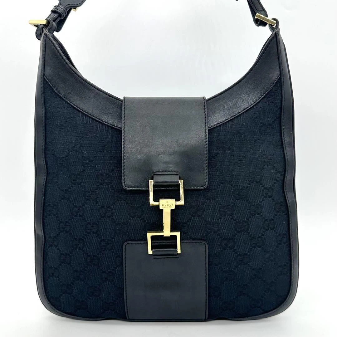 Sac à bandoulière GUCCI One GG toile cuir noir Jackie du Japon