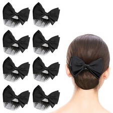 Women Hair Bun Cover Nets with Bow Hairpin Snoods Mesh Clips 8 Pieces Elastic...