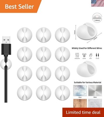 Compact 12PC Cable Organizer Set in White - For Neat and Organized Spaces