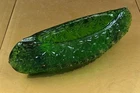 Vintage Fenton Art Glass Emerald Green Daisy & Button Canoe Boat Figurine