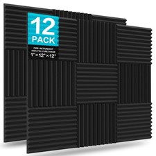 12 Pack Acoustic Foam Panels, Wedges Sound Proof Foam Panels for Walls
