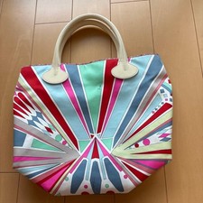 Emilio Pucci Leather Handbag Geometric Pattern Multicolor