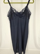 LORRAINE VINTAGE NAVY FULL SLIP Size 36 Adjustable Straps