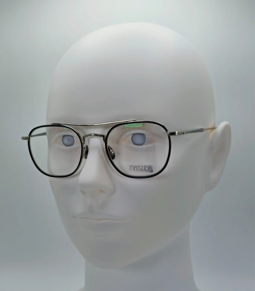 NOVO Óculos Aviador Matsuda M3077 MGC-BS Prata 49-22-145 Titânio/Acetato - Imagem 4 de 4