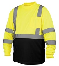 Pyramex Safety RLTS3110BX2 RLTS31B Series T-Shirt Hi-Vis Lime Long Sleeve