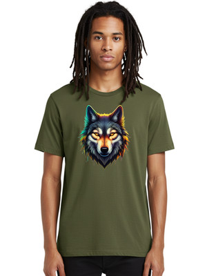 Wolf-Head-14 Mens Graphic Tee, 100% Cotton, Casual Summer Wear