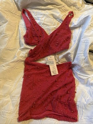 Oh Polly Women's beaded Pink Mini Dress Size 2