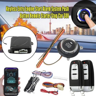KFZ Keyless Entry Motor Start Alarm System Push Button APP Remote Starter Stop