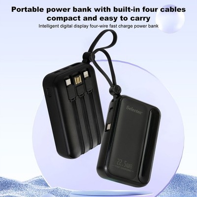 Power Bank 30000mAh 22.5W fast Charging Battery for Cell Phone With 4 Cables