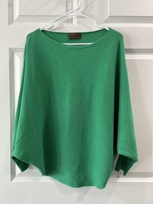 Kerisma Dolman Sweater Kelly Green Ribbed Knit Oversized Batwing Womens S/M