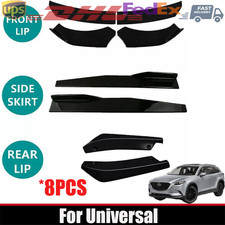 8pcs Universal Gloss Black Front Bumper Spoiler Body Kit Side Skirt Rear Lip 8pcs Universal Gloss Black Front Bumper Spoiler Body Kit Side Skirt Rear Lip