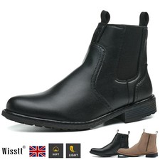 Mens Chelsea Leather Ankle Boots High Cut Casual Outdoor Stylish Daily Boots UK