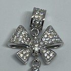 925 Sterling Silver Bow Charm Pendant w/ Stimulated White AAA CZ pearl bail — photo 1