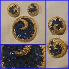 VTG Costume Jewelry Lot Brooch Earring Set Blue Wave Rhinestone Jewelry OLD Q