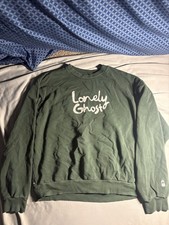 Lonely Ghost Mens Green Graphic Logo Fleece C...