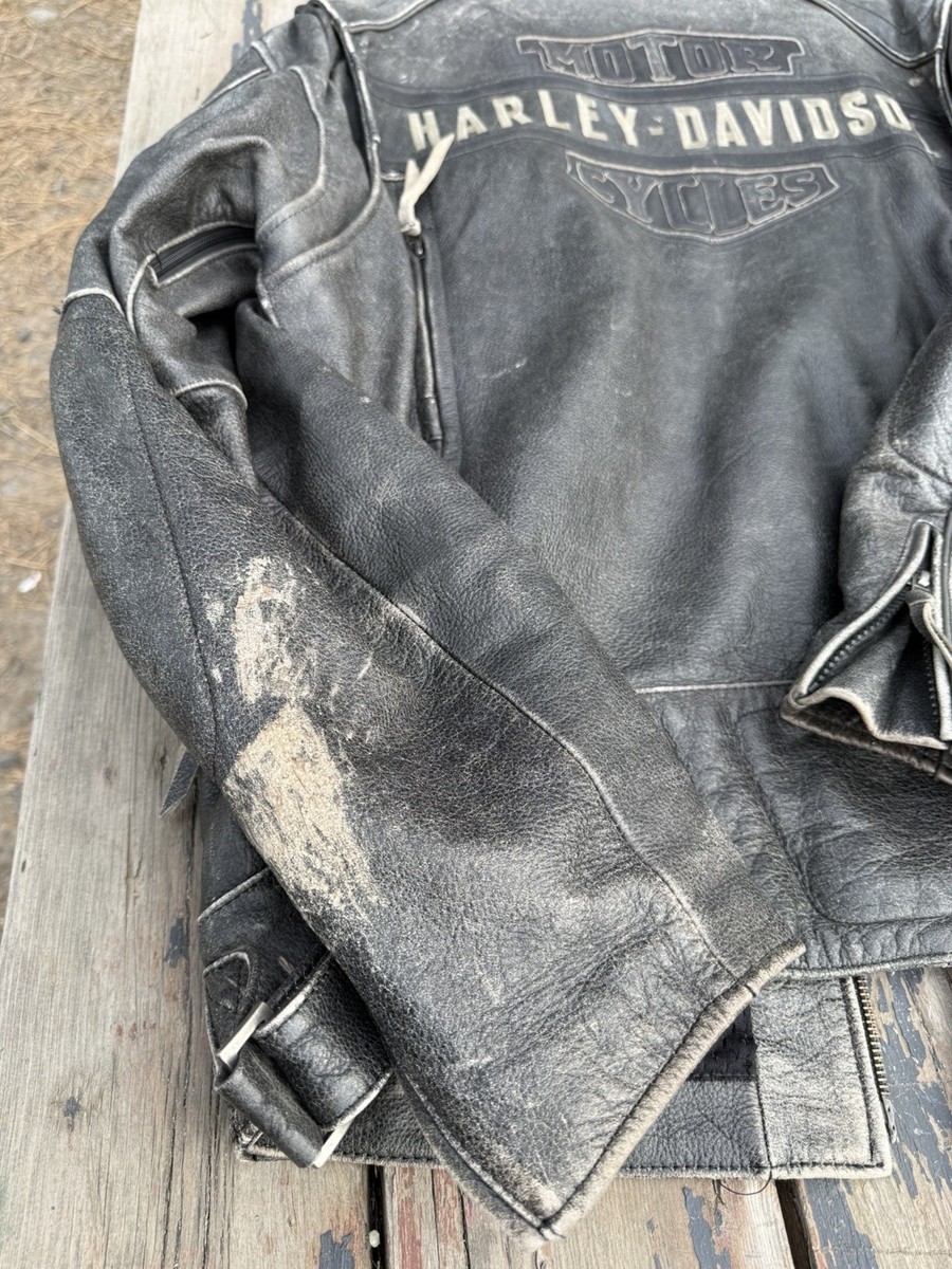 ジャケット・アウター Harley-DavidsonMileage Club / Distressed Harley-Davidson Riding Gear Mens Distressed Leather Motorcycle