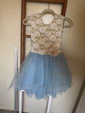 Lace Tulle girls ballet dance costume Light blue and Cream