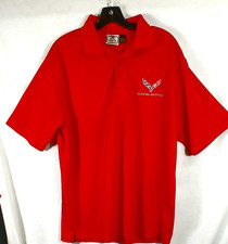 Blue Pointe Red Polo Golf Shirt Men's Lg Embroidered C7 Corvette Logo