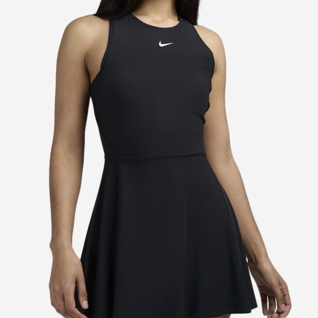 Nike Tennis Dress Size Medium Womens Black Victory Dri Fit Slim Fit $85 |  eBay