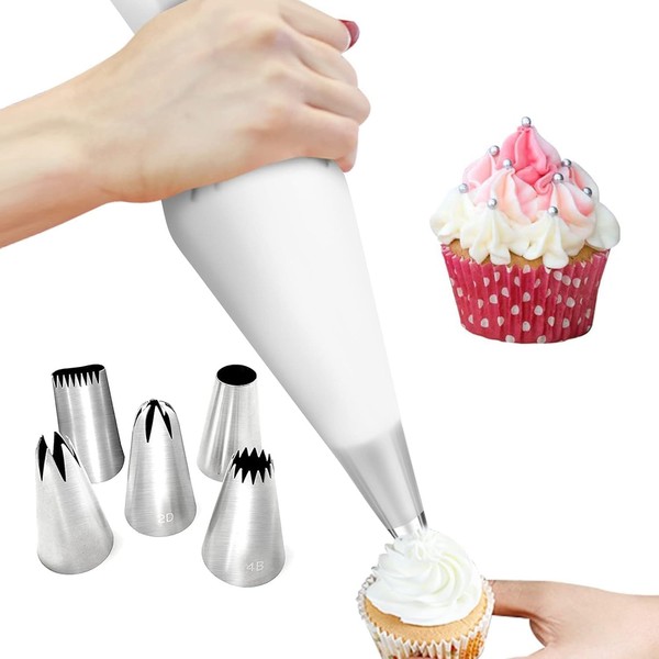 SpritztüLlen Set 6-Teilig Edelstahl 5 GroßE TüLlen Silikon Spritzbeutel 40 Cm-image