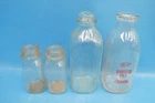 Lot Vintage Clear Glass Cream Milk Bottles Great Barrington Guidas Torrington