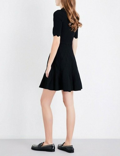 Sandro Short Knit Dress with Scalloped 