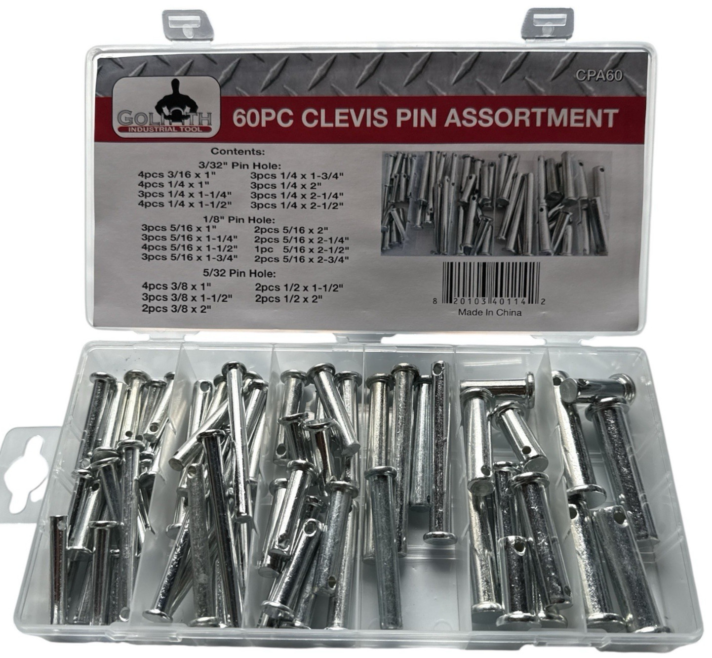 Goliath Industrial 60pc Clevis Pin Assortment Kit ~ CPA60
