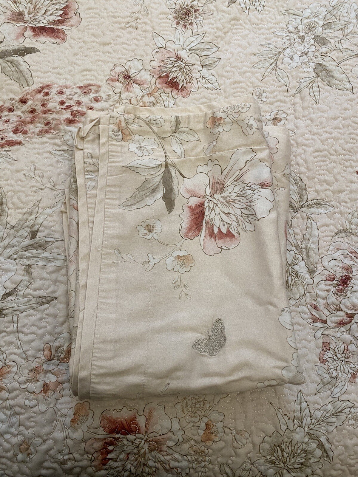 DORMA Paradise Blush Pink Floral Birds Chinoiserie Huge Bedspread
