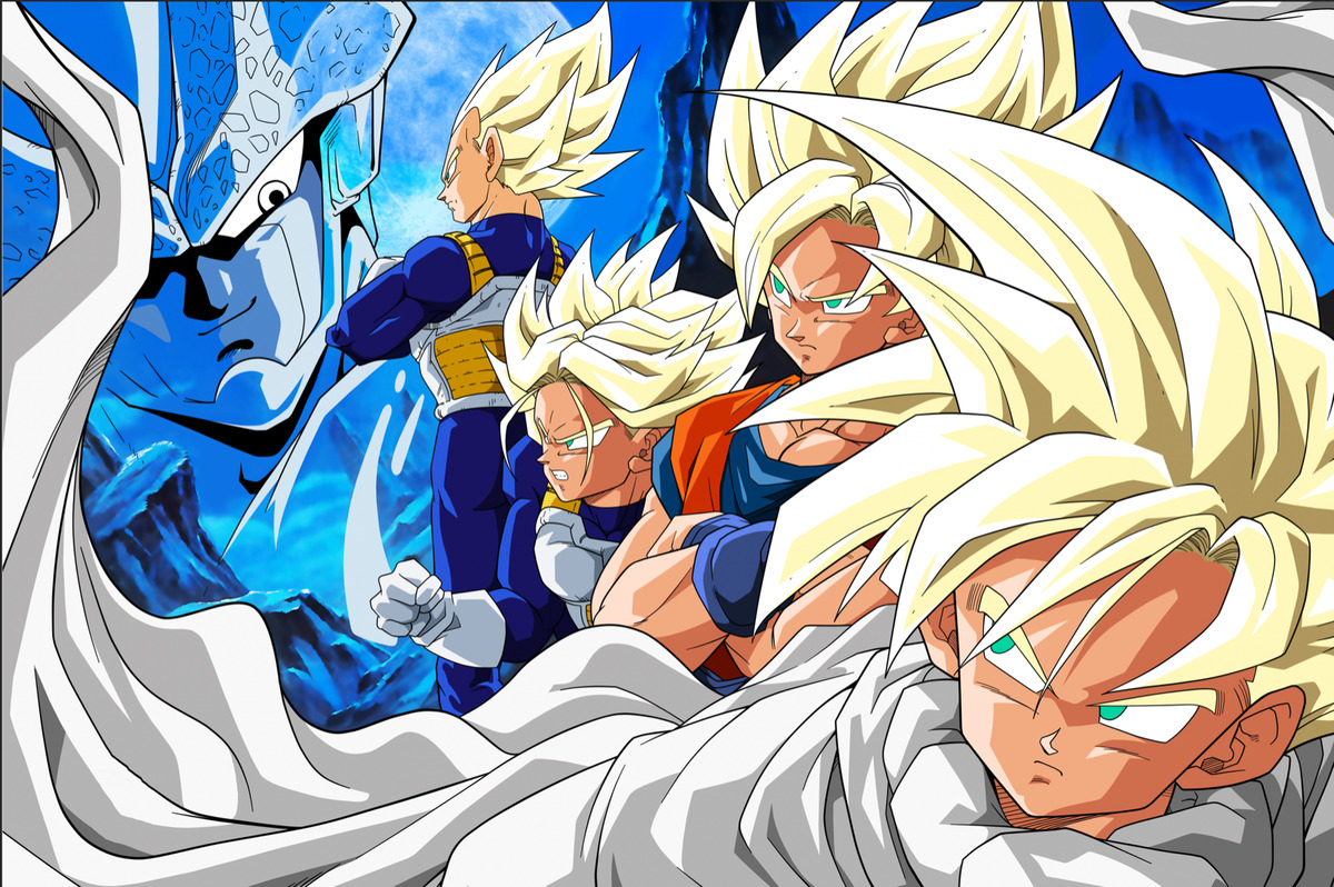 Dragon Ball Poster Cell and Saiyajins at the Cell games 18inx12in